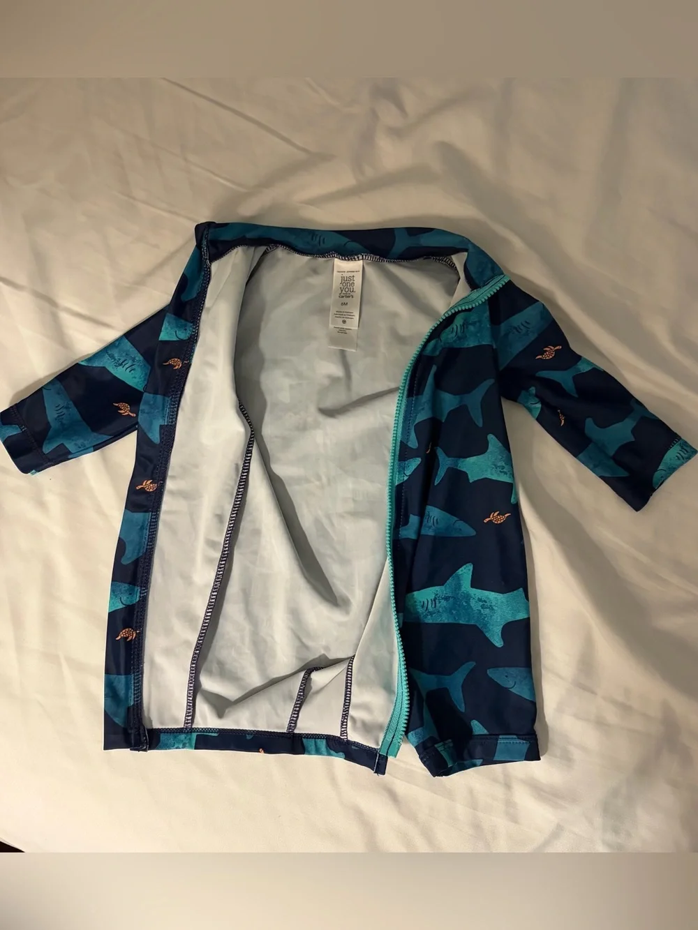 Just One You Carters Infant Swim Suit + Green Sprouts Swim Diaper 3 to 6 Months